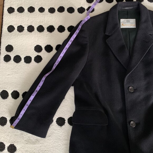 Vintage 1989 Aquascutum Cashmere Wool Blend Overcoat Long Pea Coat - Picture 15 of 15